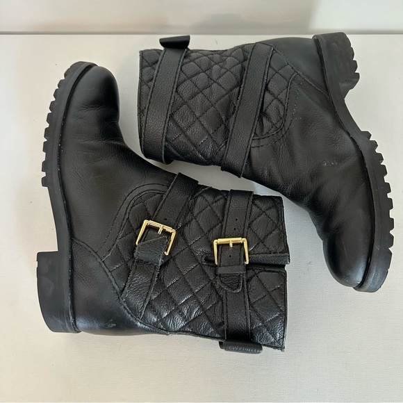 Kate Spade Quilted Samara Moto Chunky Black Ankle Boots - Size 6.5 - Picture 10 of 15